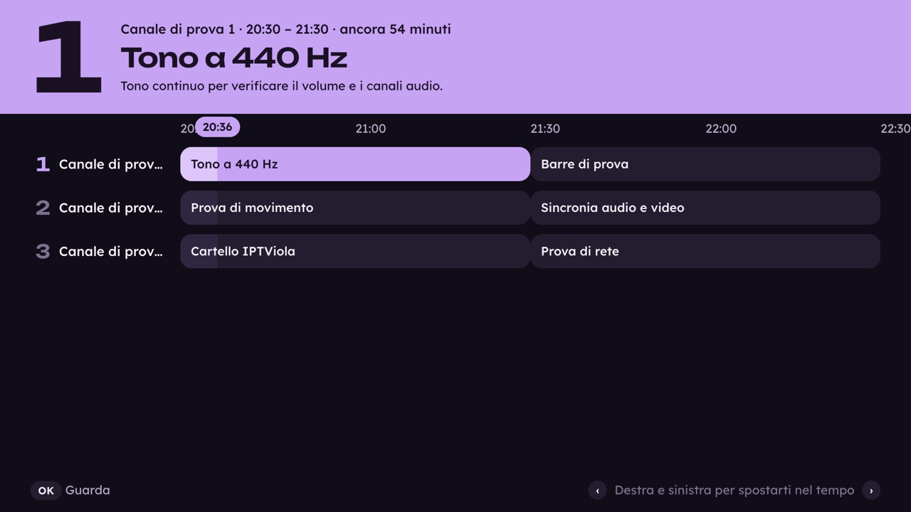 La guida TV a griglia con i programmi delle prossime ore